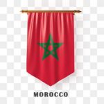 10 - 3d realistic pennant with morocco flag PNG and PSD