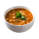 28 - Moroccan harira soup served in a bowl on a rustic wooden tablean authentic ramadan delight PNG Image and Clipart