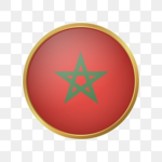 31 - Morocco flag vector with circle golden frame PNG and Vector