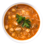 34 - Moroccan harira soup served in a bowl showcased on a white a traditional cuisine and an apt representation of the ramada